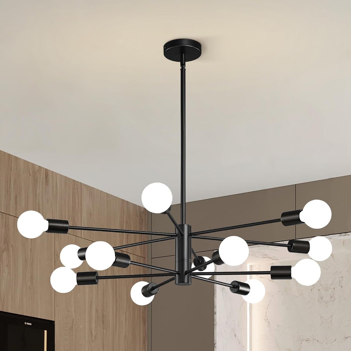 Modern Sputnik Chandelier - 12-Light Black Ceiling Fixture
