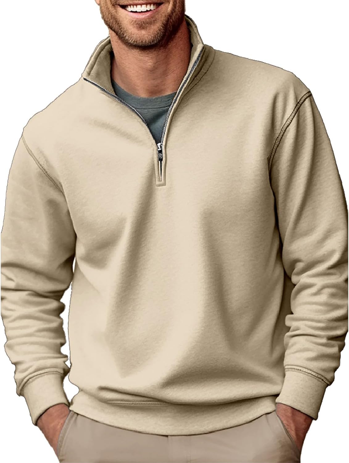 Lightweight Men's Mock Neck Sweatshirt - Casual Style!