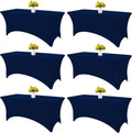 6 Pack Table Cloth 6ft Navy Blue Spandex Fitted Rectangle Tablecloths