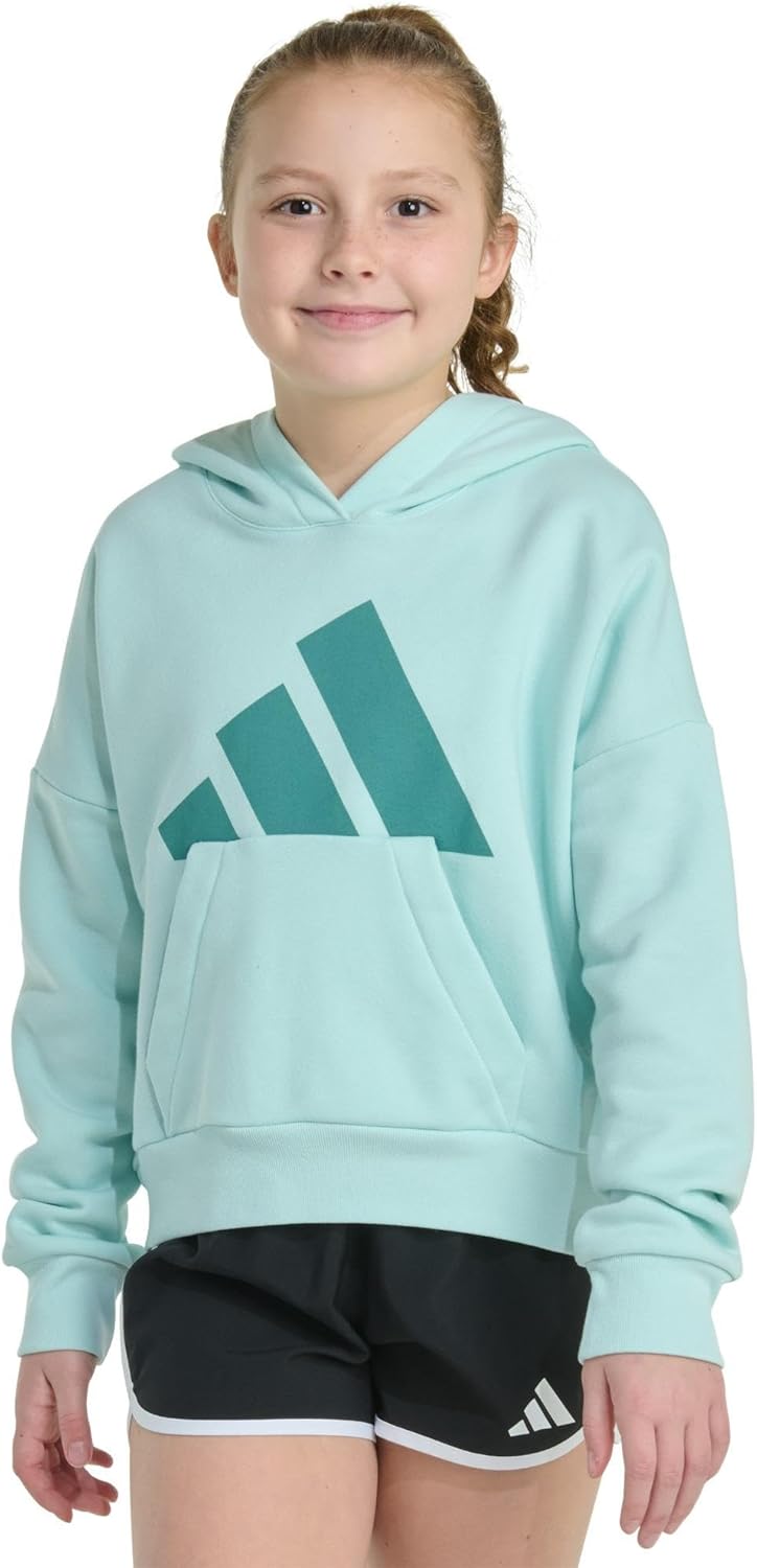 adidas Girls' Fleece Colorblock Hooded Sweatshirt for Comfort