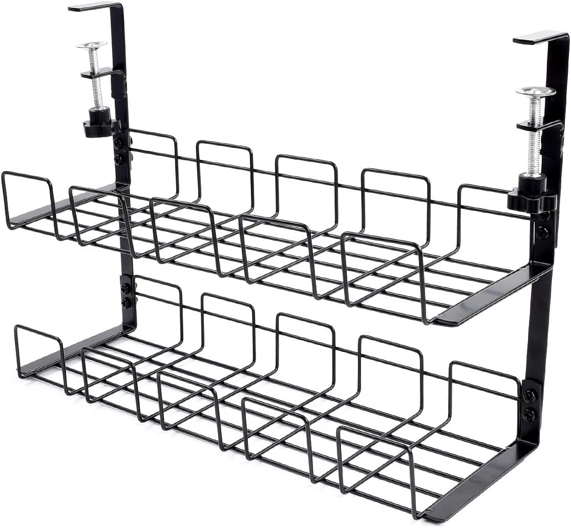 2-Storey Retractable Cable Tray for Home Office Organization