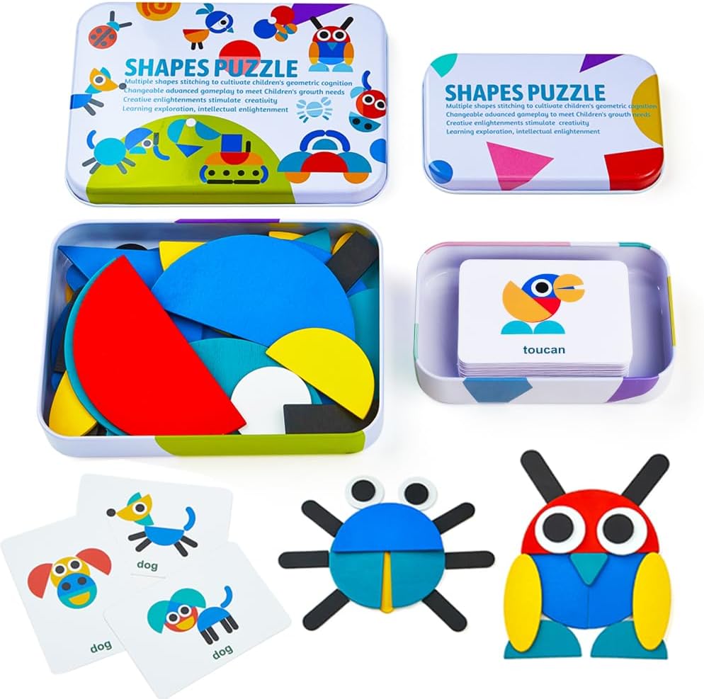 Montessori Wooden Shape Puzzles - Fun Learning Set