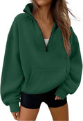 Trendy Queen Womens Half Zip Oversized Sweatshirt - Cozy Fleece Fit