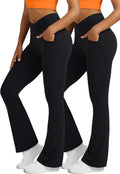 Flare Leggings for Women 2pack High Waisted Crossover - Pockets