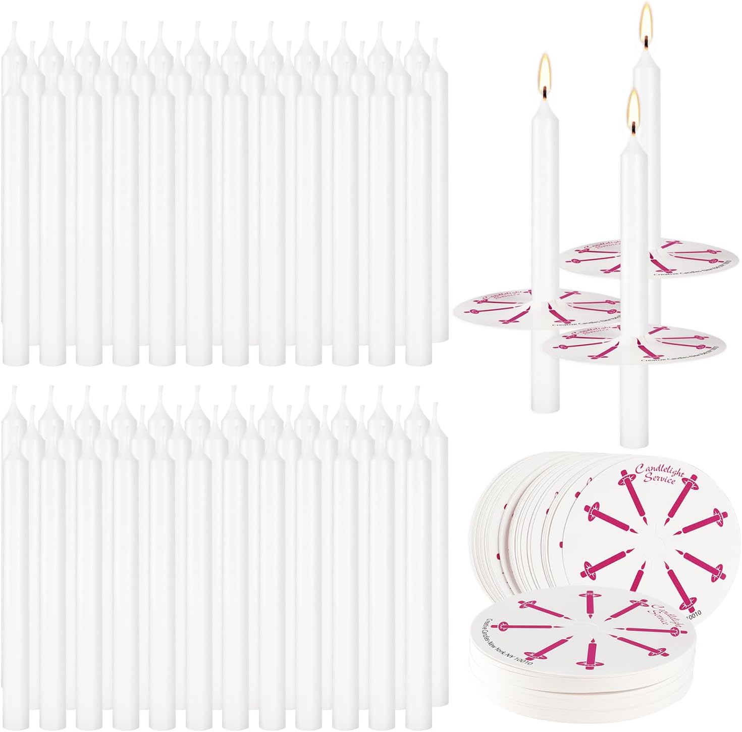 300 Pieces 5-Inch White Unscented Taper Candles for Events