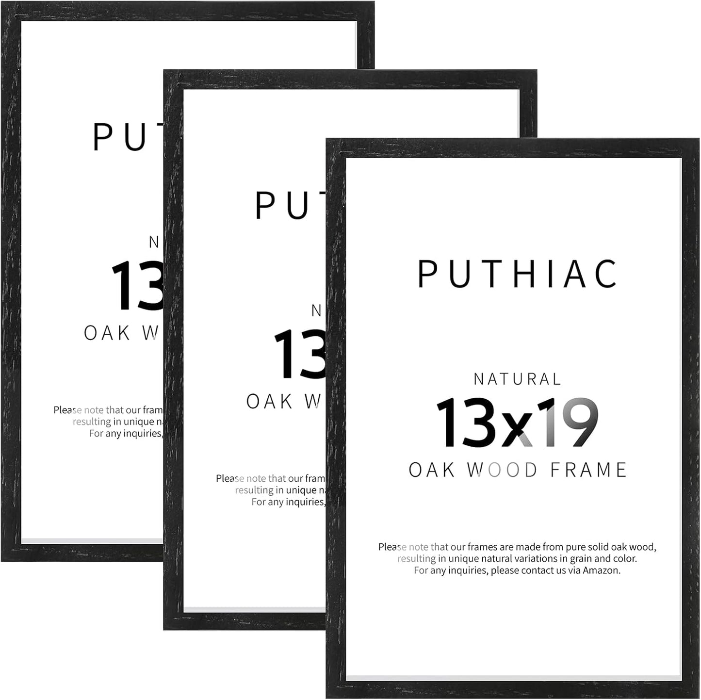13x19 Oak Wood Picture Frames for Wall - 3 Pack Black