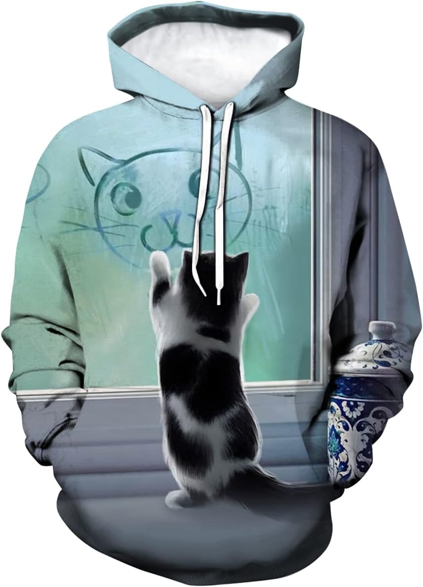 Cute Cat Graphic Hoodie by ARORALS