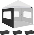 10x10 Black Sunshade Sidewalls with Mesh Window - 3 Pack (Silver