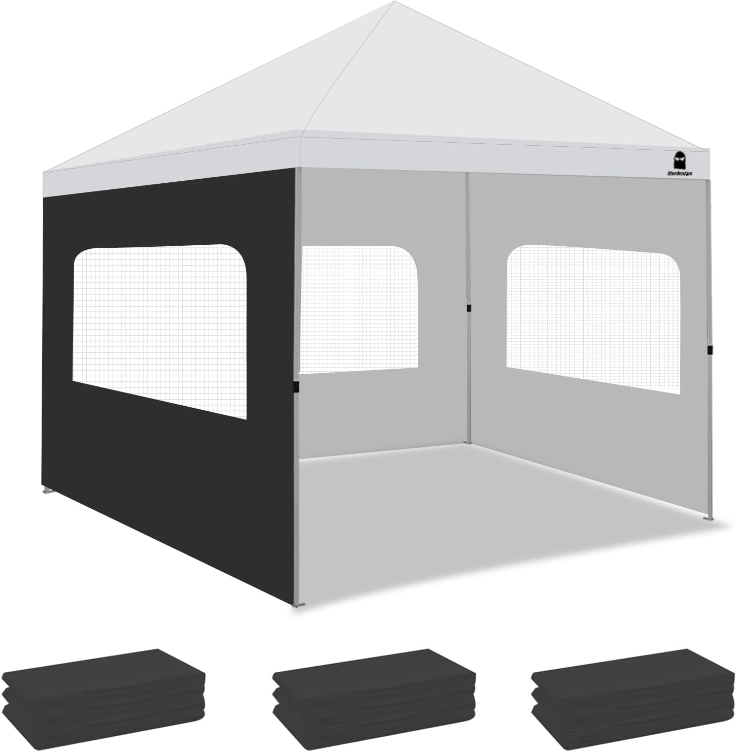 Sunshade Sidewall with Mesh Window for 10x10 Canopy - 3 Packs