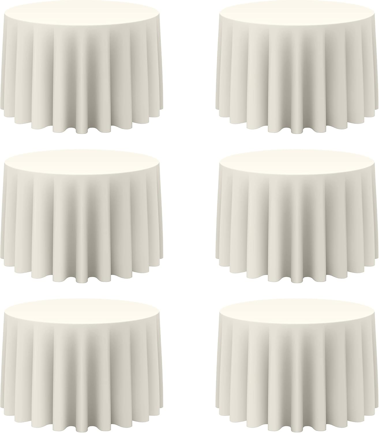 BRILLMAX 6 Pack Ivory Round Tablecloths for Elegant Events