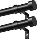 KAMANINA Curtain Rods 2 Pack 32ft-86ft Adjustable Black Rods