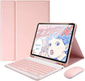 Lovely Keyboard Case for iPad 9/8/7 Gen 10.2 in - Pink with Mouse