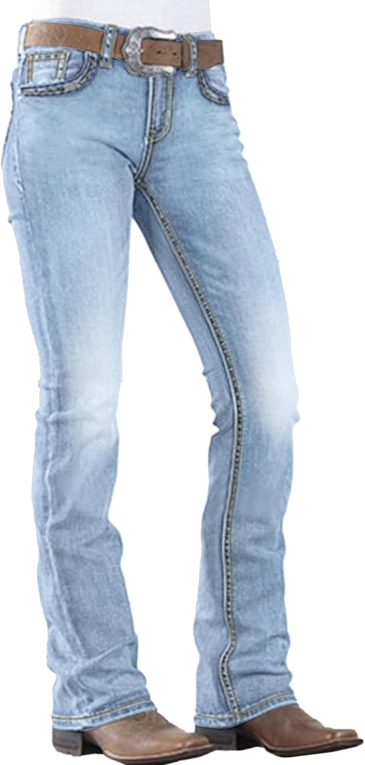 Women's 90s Mid Rise Bootcut High Stretch Denim Pants Review