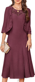 Sequined Lace Midi Dress with Jacket - Elegant Bridal & Evening Dress