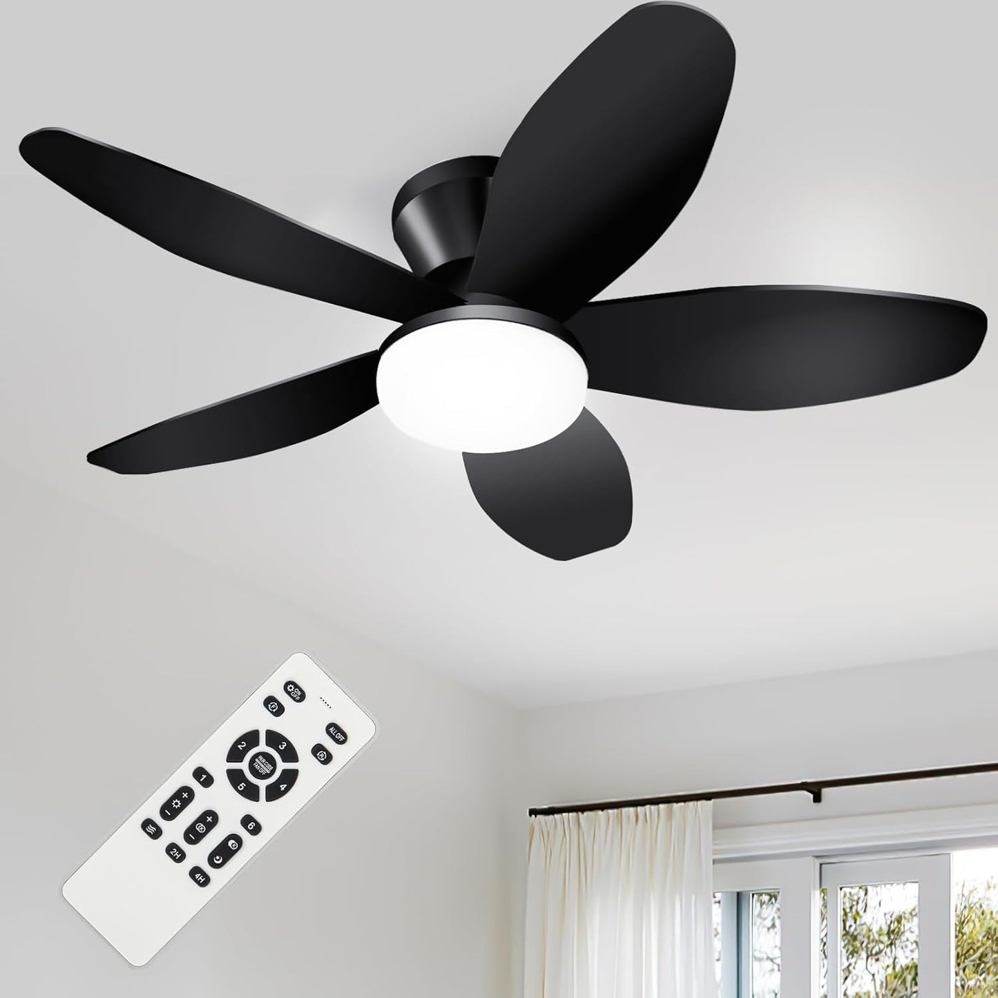 Small Ceiling Fans with Lights - 35 Inch Flush Mount Design