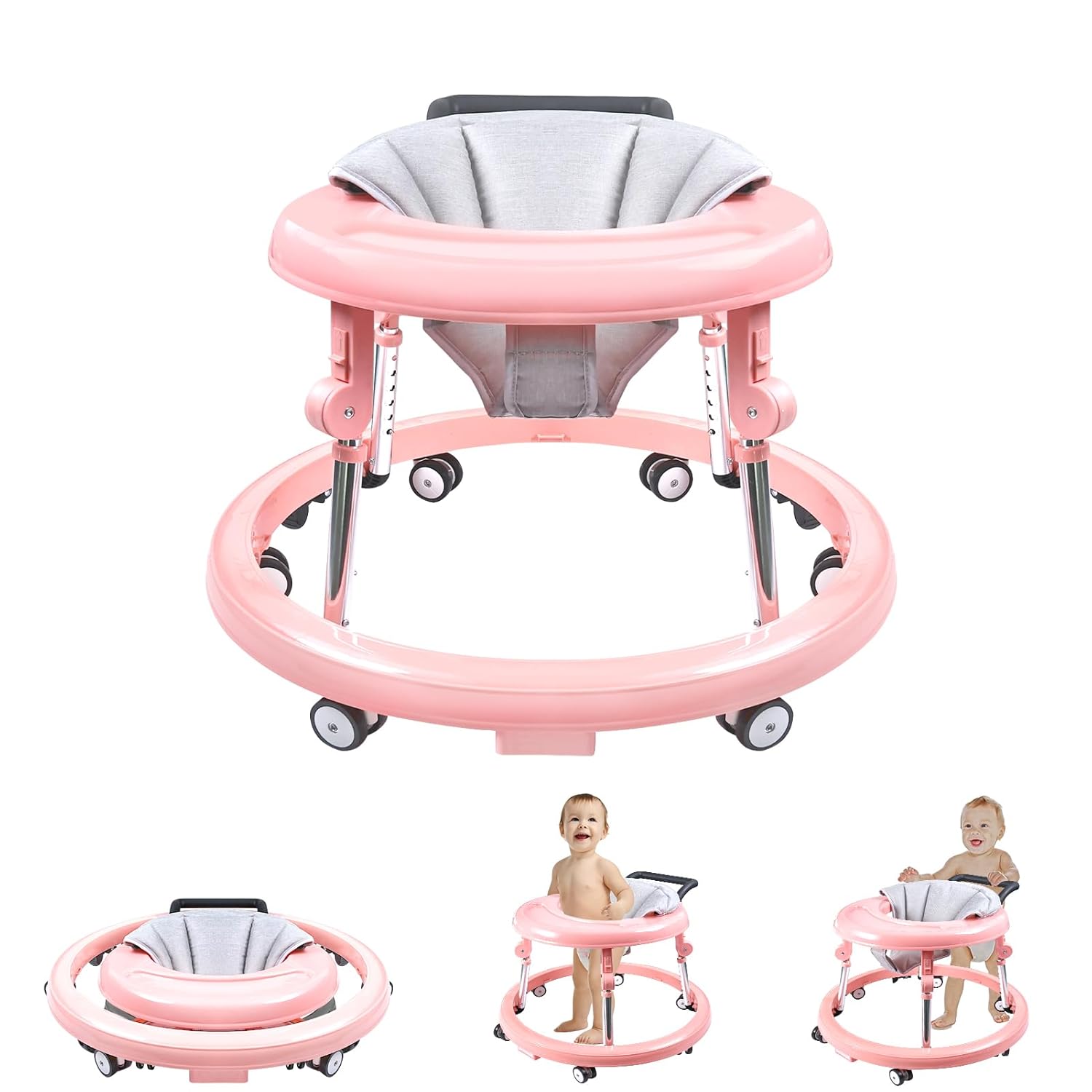 Qizhi-Bear Foldable Baby Walker: Safe Anti-Rollover Design