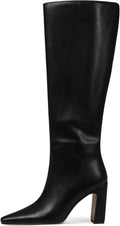 Knee High Boots for Women Square Toe Chunky Heeled Boots - Wide Calf