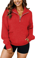 YeGine Oversized Quarter Zip Sweatshirt - Cozy Long Sleeve Top