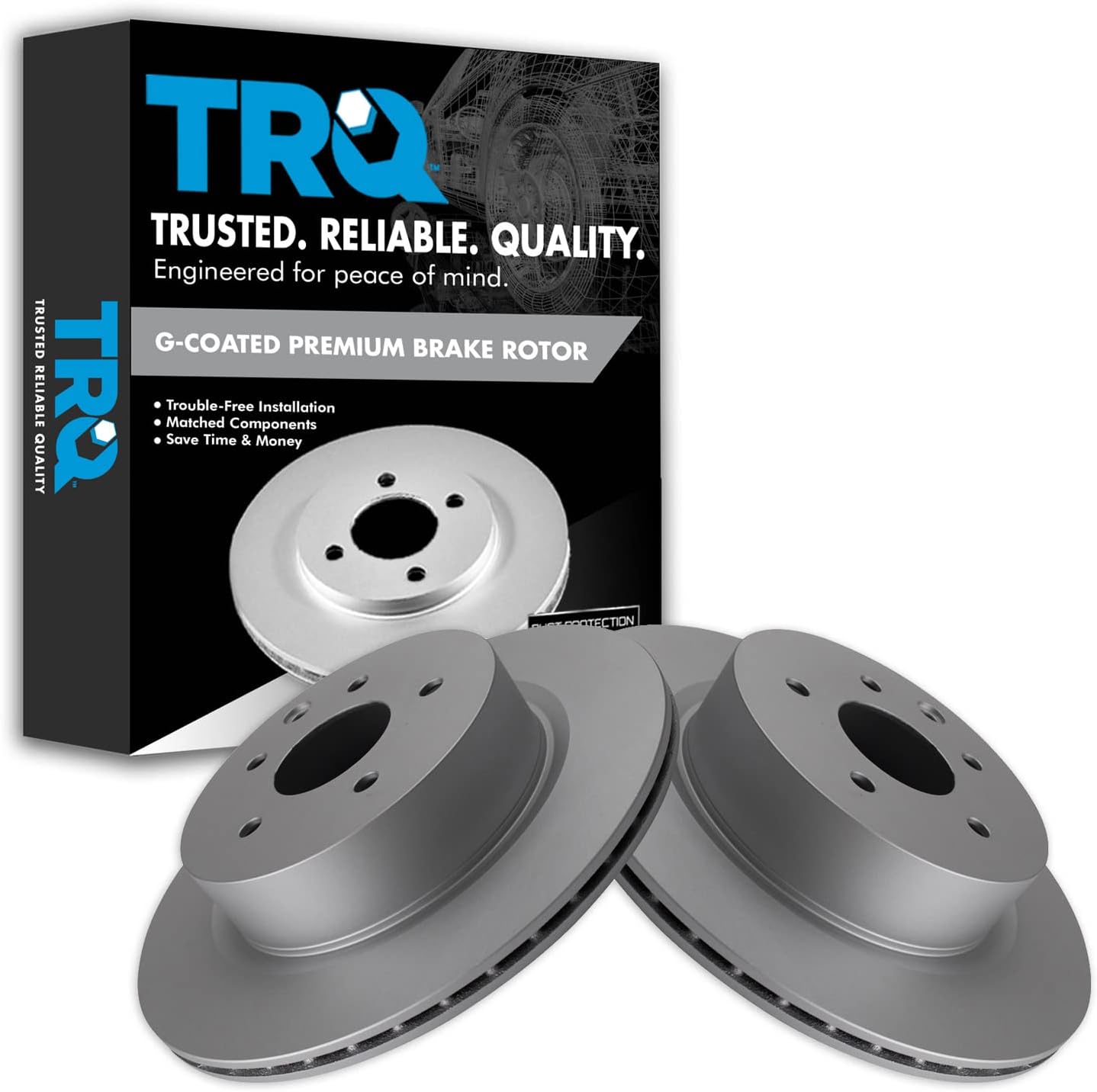 TRQ Rear Brake Rotors Set for 2009-2023 Nissan Maxima Vehicles