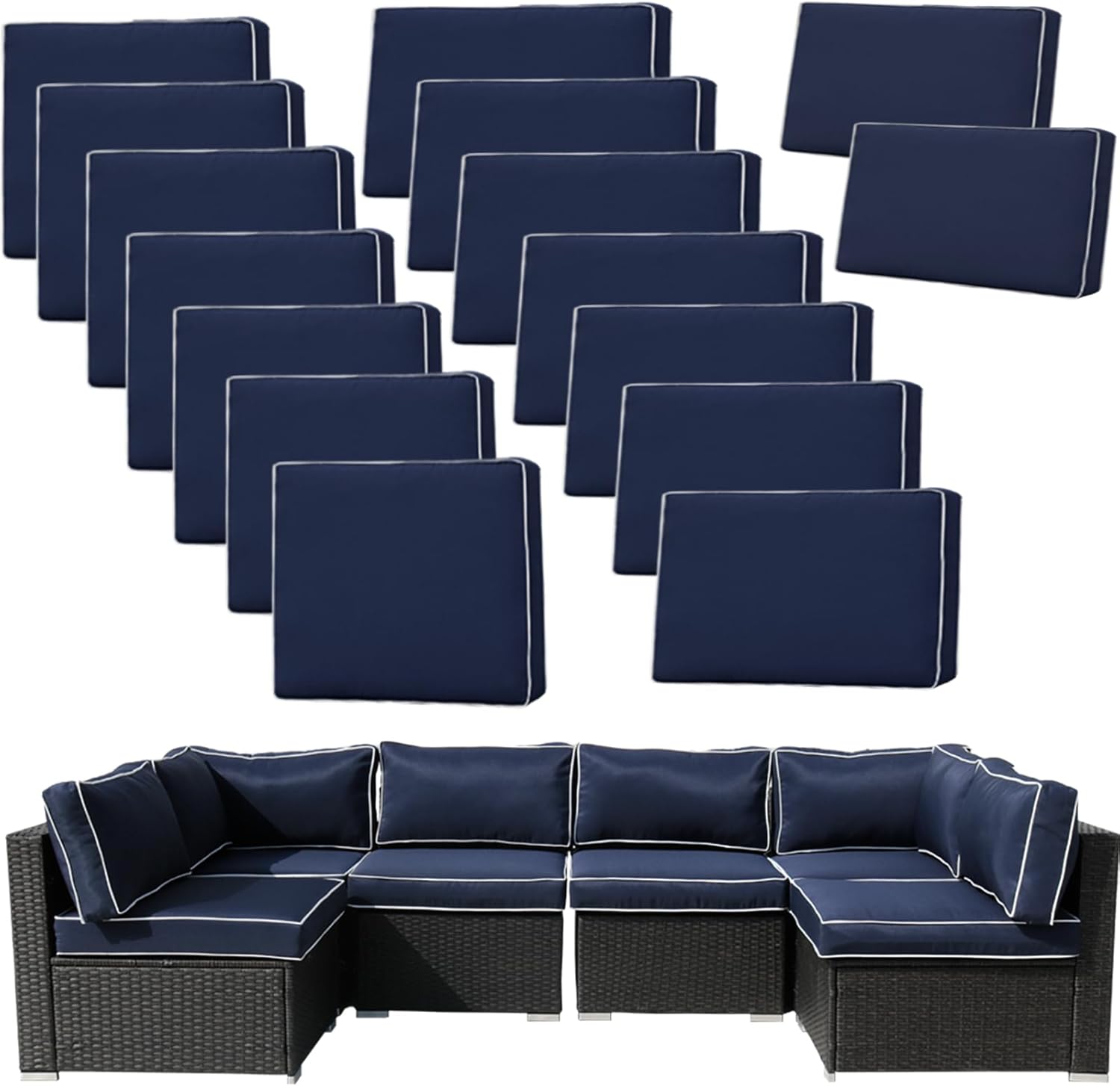 14 Pieces Patio Cushion Covers Set for Outdoor Furniture Protection