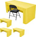 Open Back Fitted Tablecloths for 6 ft Rectangle Table - 4 Pack Yellow