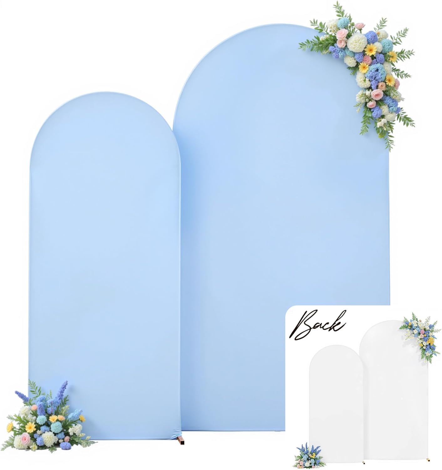 White and Blue Arch Backdrop Cover Set for Weddings and Events