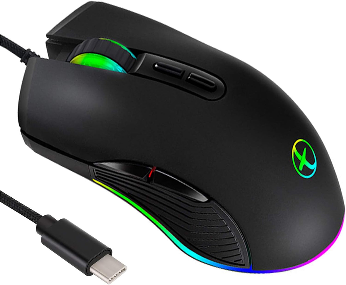 IULONEE USB C Gaming Mouse - Ergonomic 4 RGB Backlight