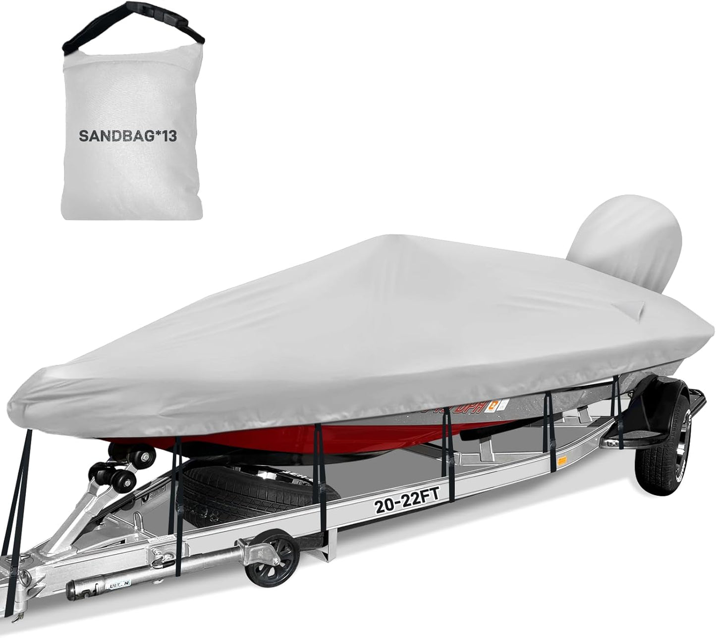 Boat Cover 20-22ft for Bass Tracker with Sand Bag Mooring Kit