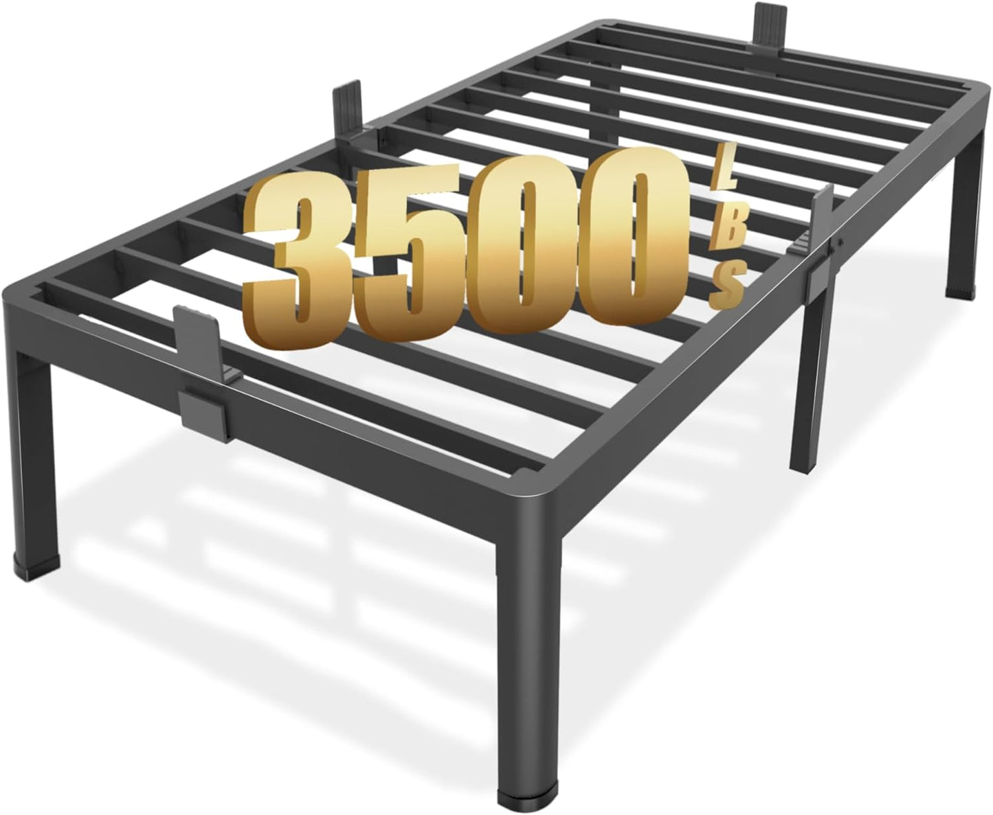 Heavy Duty Twin Bed Frame with Round Corner Edge Legs for Comfort