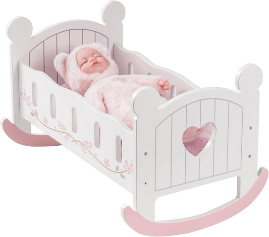 ROBOTIME Wooden Play Doll Cradle for 20 Inch Dolls - White