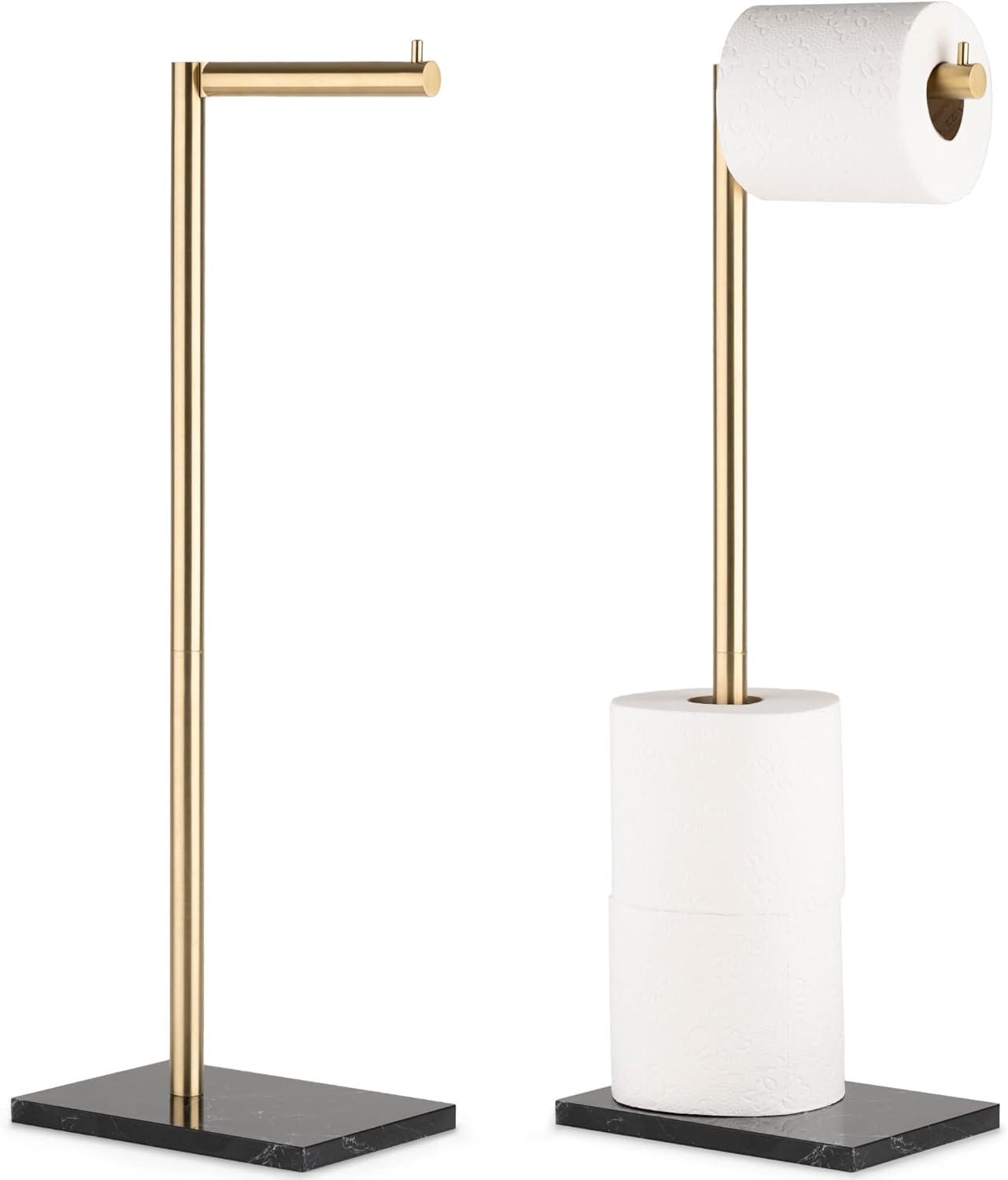 MARMOLUX ACC Free Standing Gold Toilet Paper Holder with Marble Base
