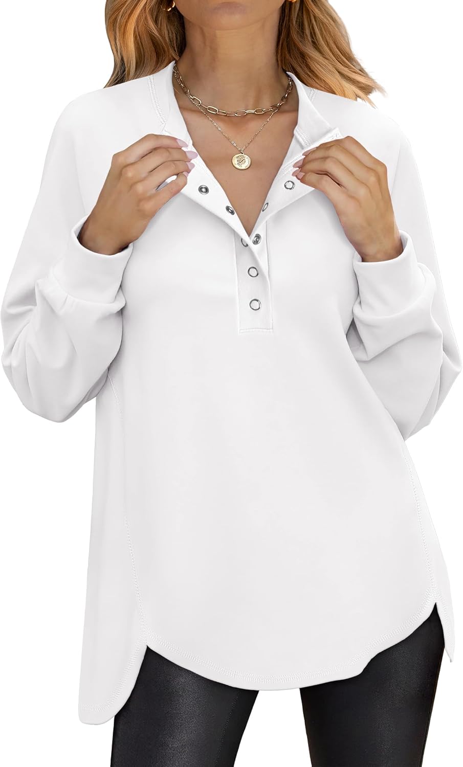 ANRABESS Women's Long Sleeve Henley Tops for Casual Style