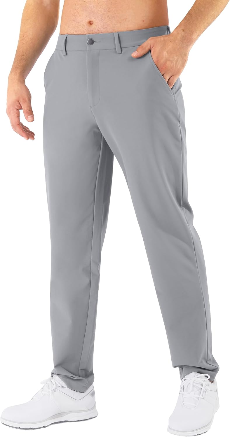 Mens Golf Pants Stretch Classic Fit Quick Dry Casual Trousers