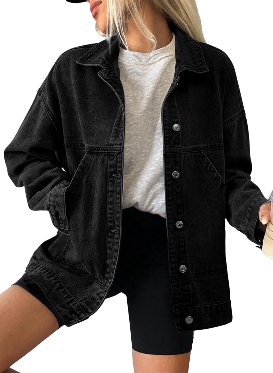 SHEWIN Womens Denim Jacket Casual Long Sleeve Jean Coat
