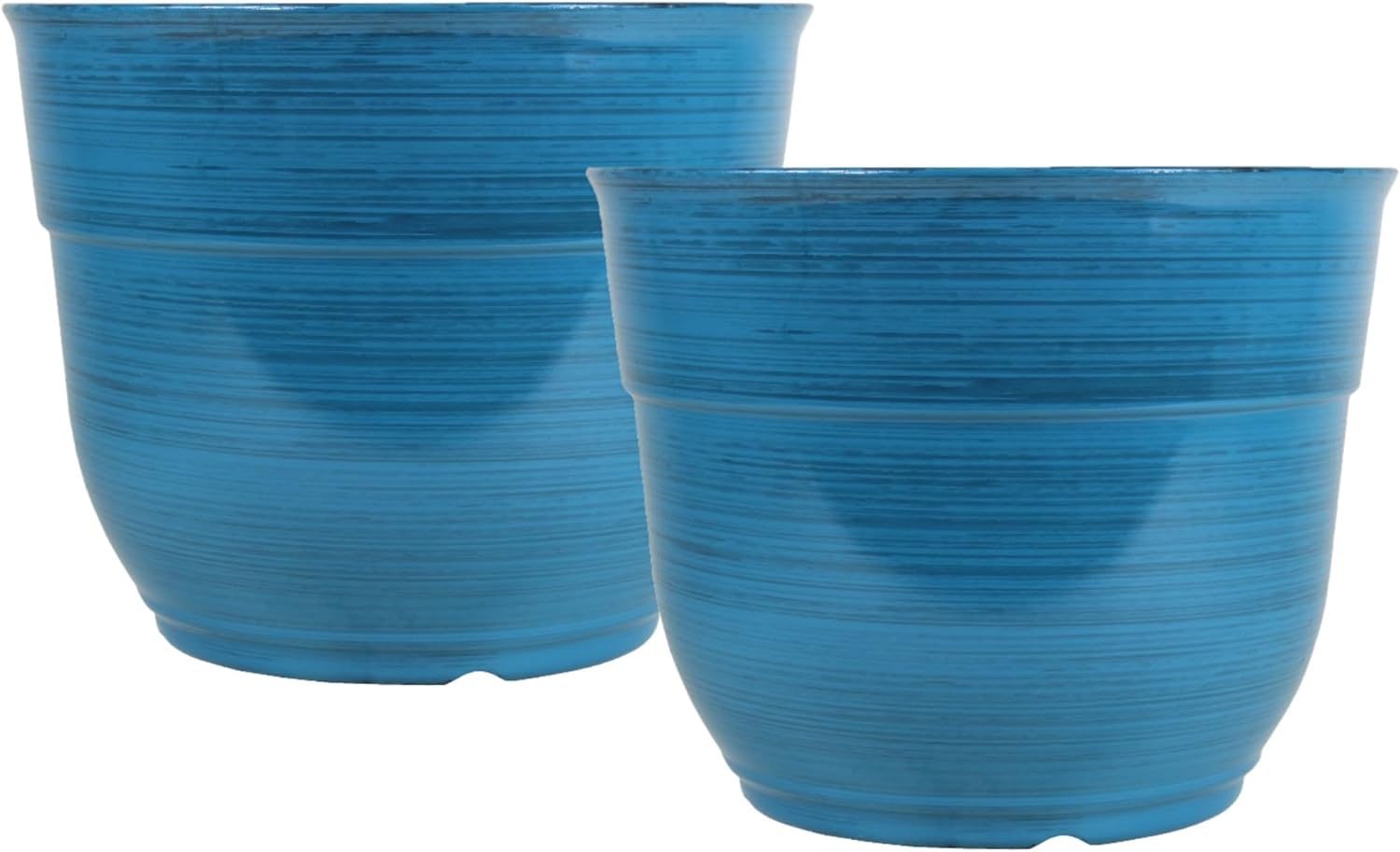 Garden Elements Large Dark Blue Glazed Plastic Planters, 15in