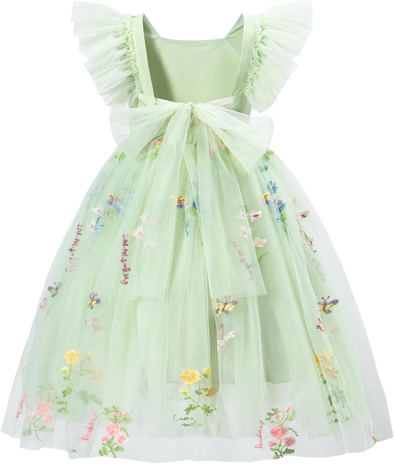 Toddler Girls Vintage Party Dress with Ruffled Sleeves and Tulle