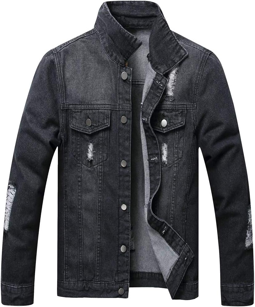 LZLER Men's Distressed Denim Jacket: Classic Vintage Style