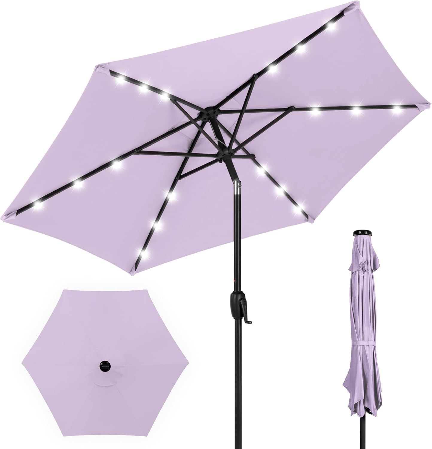 7.5ft Outdoor Solar Market Table Patio Umbrella with LED Lights