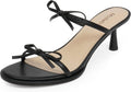 Modatope Two Strap Bow Tie Kitten Heel Sandals - Elegant (Style WJSQ)