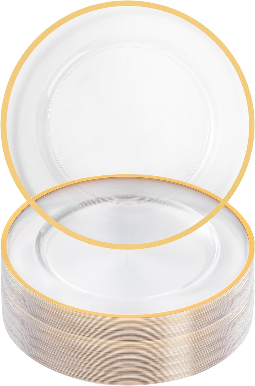 50 Pack Gold Trim Charger Plates - Elegant & Disposable