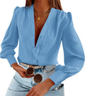 Women's V Neck Long Sleeve Chiffon Blouses for Stylish Days