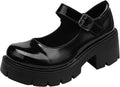 Women's Platform Mary Janes Chunky Heel Ankle Strap Heeled Oxfords ACE