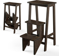 Folding 3 Step Stool Wooden Ladder - Versatile 3-in-1 Step Stool