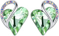 Earrings for Women Heart Birthstone Crystal Studs - Stylish Gift