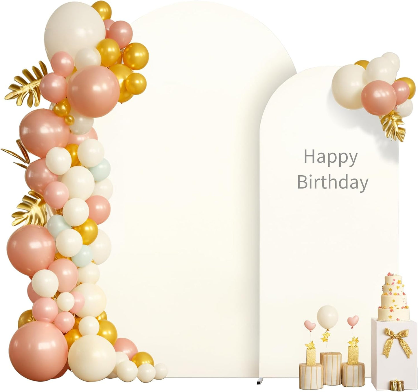 2 Set Ivory Arch Backdrop Cover for Wedding and Party Decor