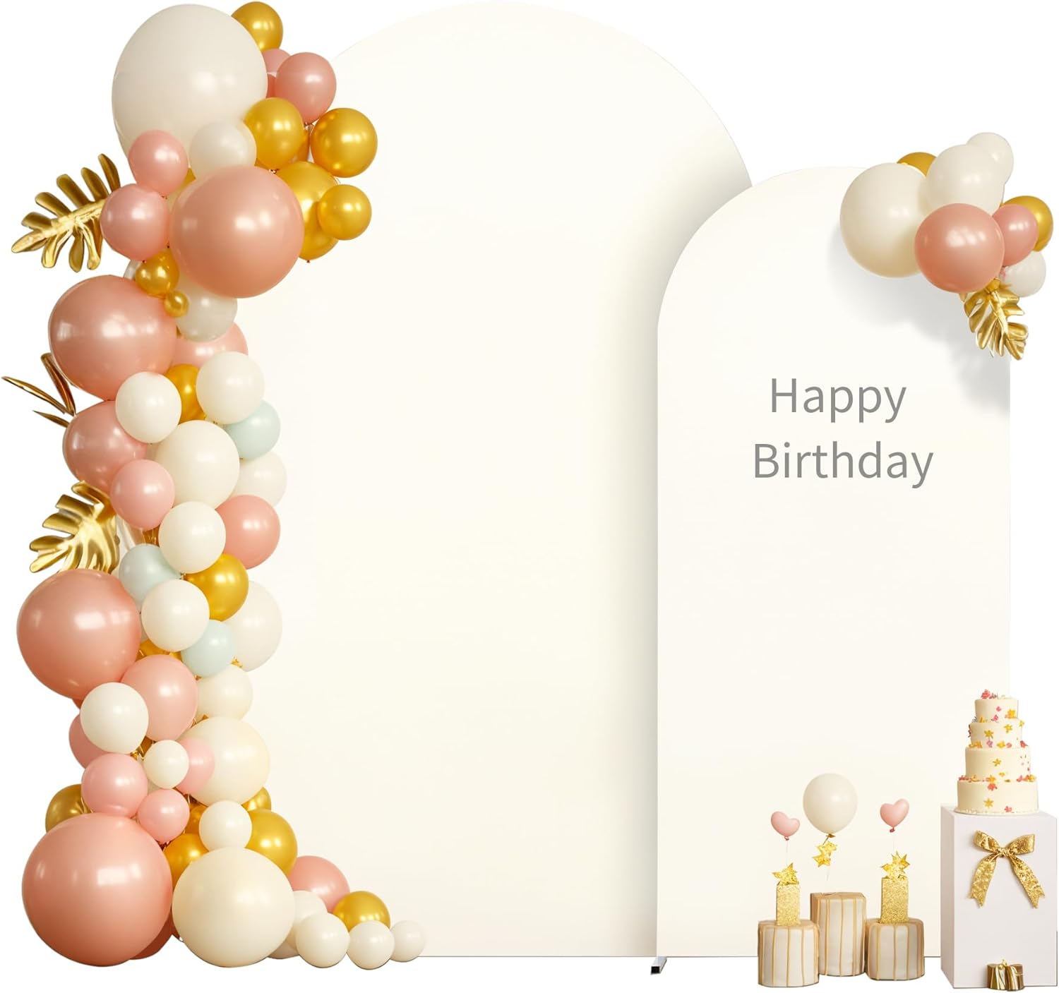 2 Set Ivory Arch Backdrop Cover for Wedding and Party Decor