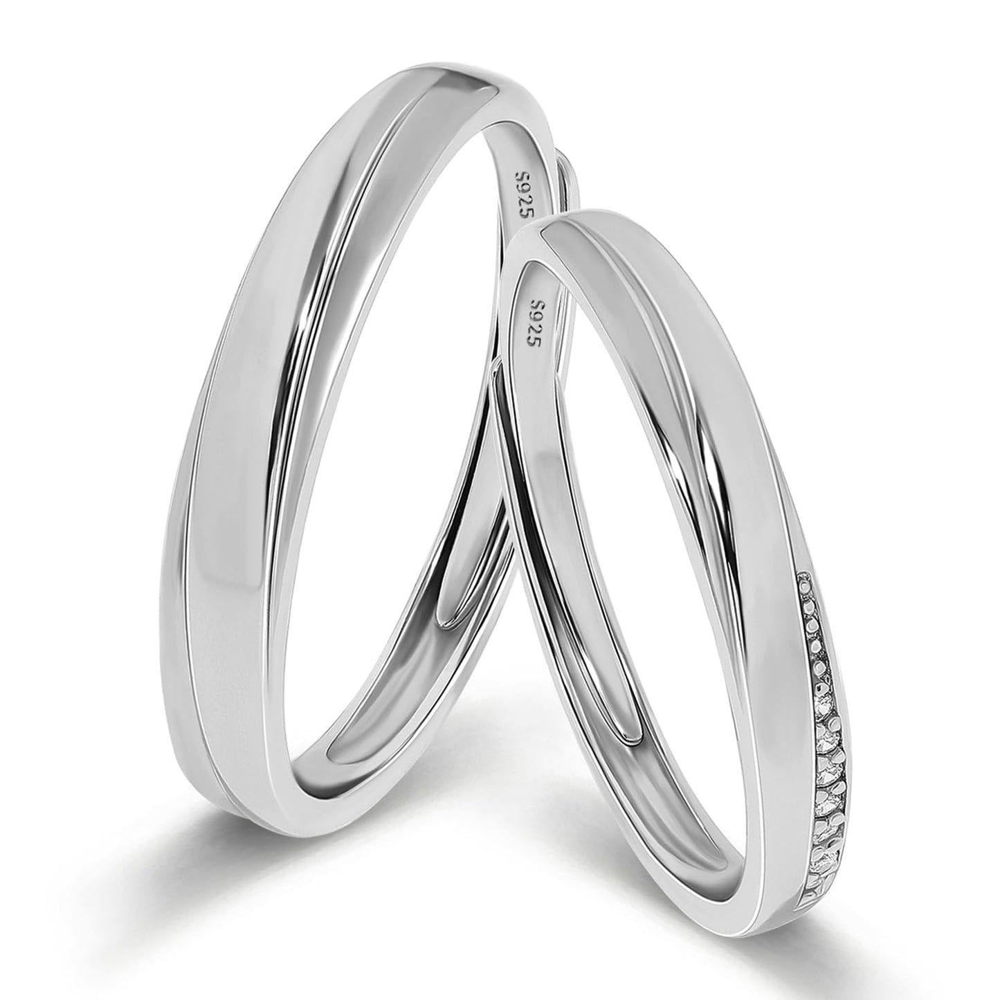 Meissa 2 Pcs Couple Rings for Men and Women in 925 Silver