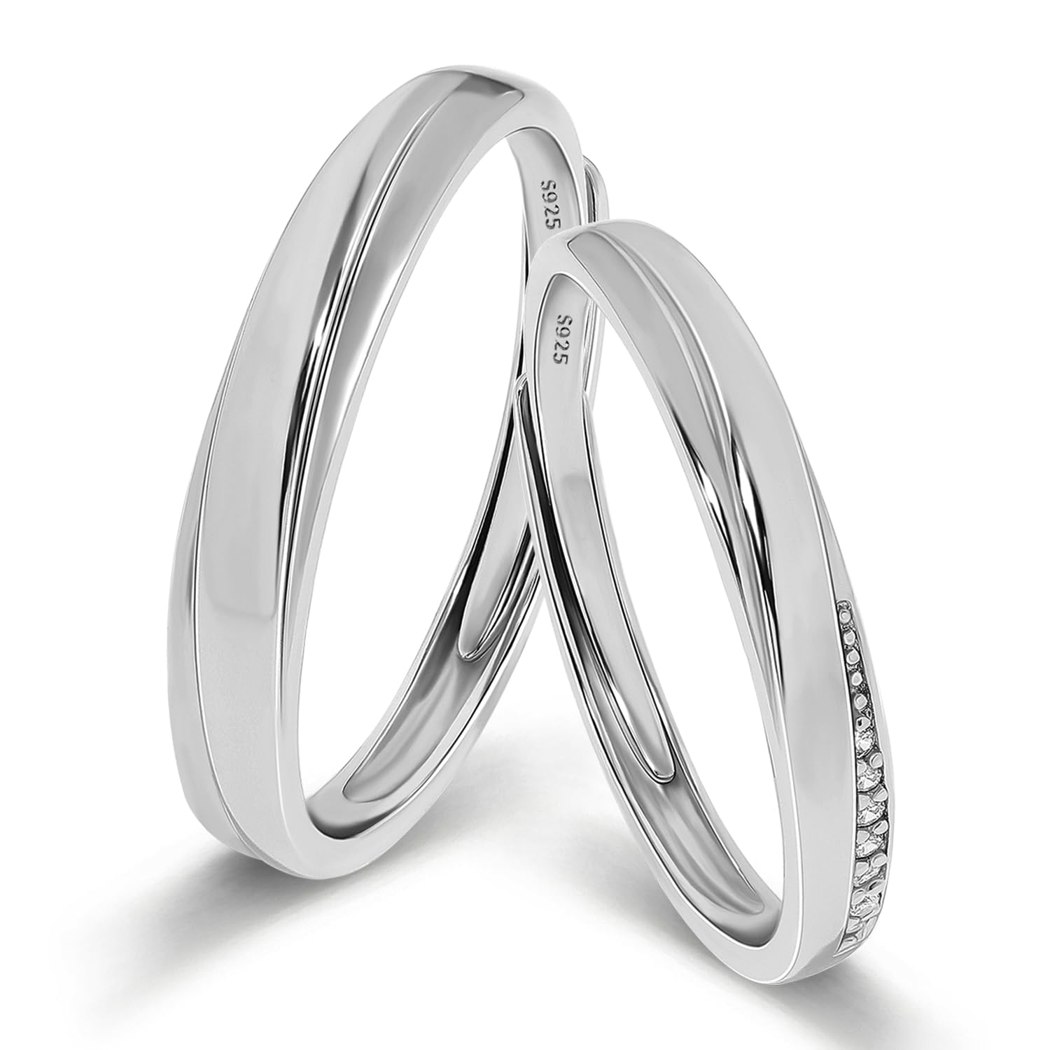 Meissa 2 Pcs Couple Rings for Men and Women in 925 Silver