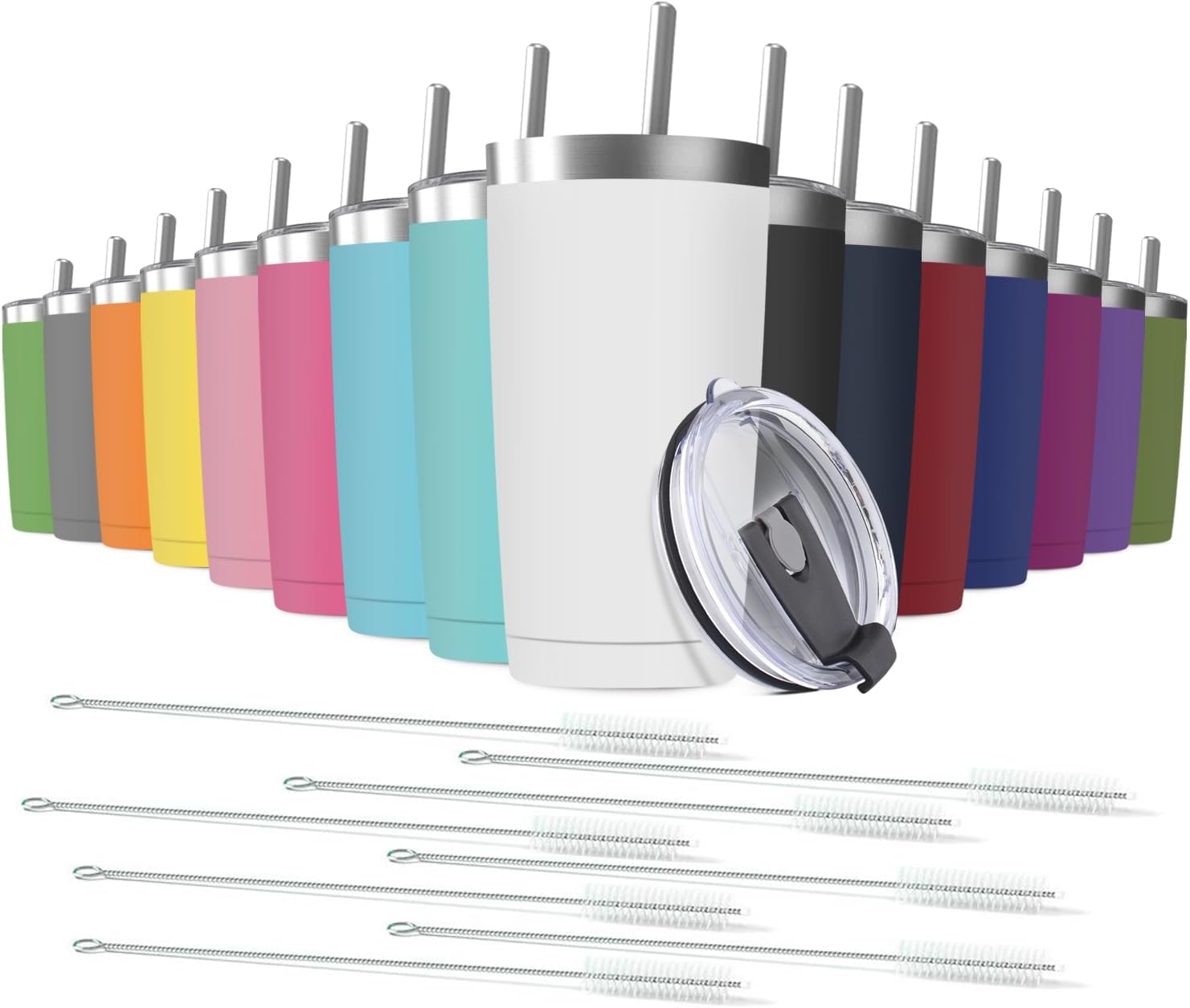 20 oz Stainless Steel Insulated Tumbler with Straw and Lid
