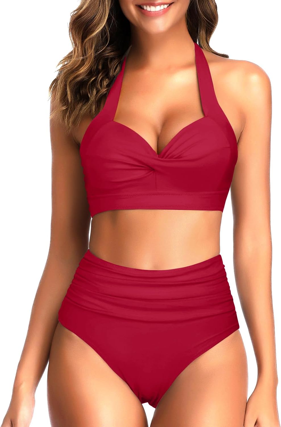 Tempt Me Vintage Swimsuit Retro Halter High Waist Bikini Set